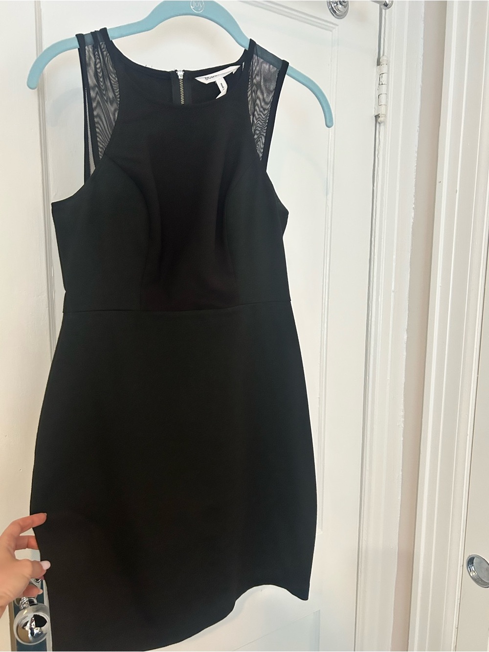 BCBGeneration Black Mini Dress with Mesh Shoulders